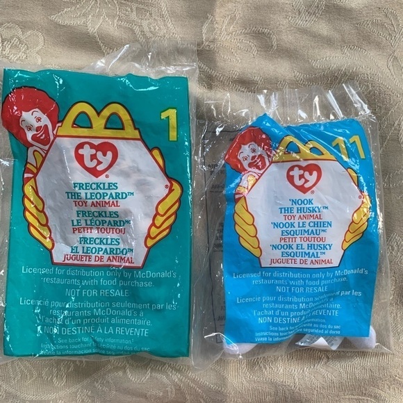 Vintage 1999 Mcdonald's TY Beanie Babies "Nook & Freckles the Leopard" - Picture 1 of 2